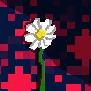 pixel art of an oxeye daisey